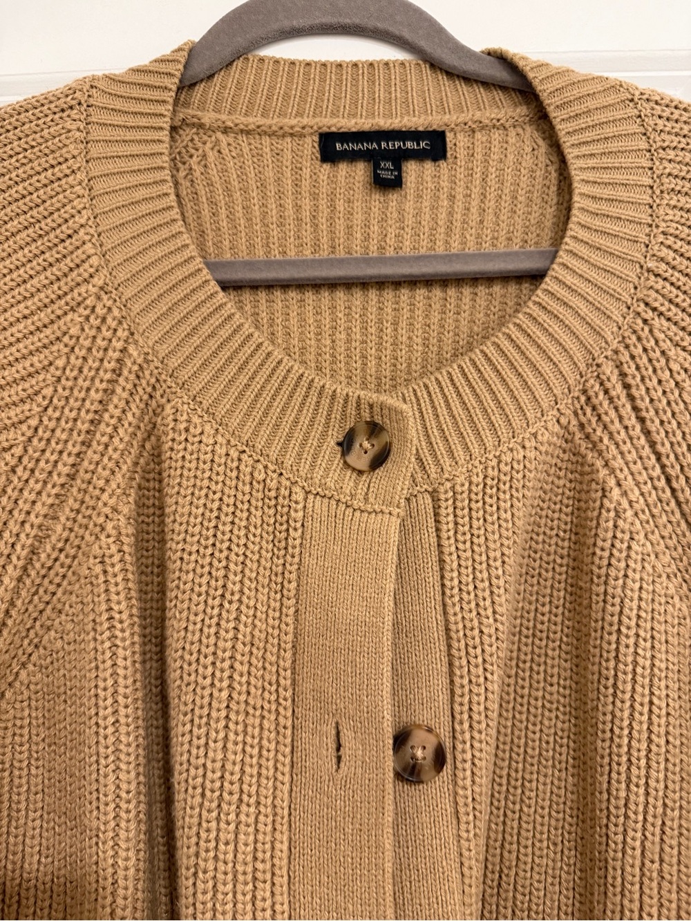 Banana Republic Women's Camel/Tan Ribbed Button-Front Cardigan - Picture 3 of 3